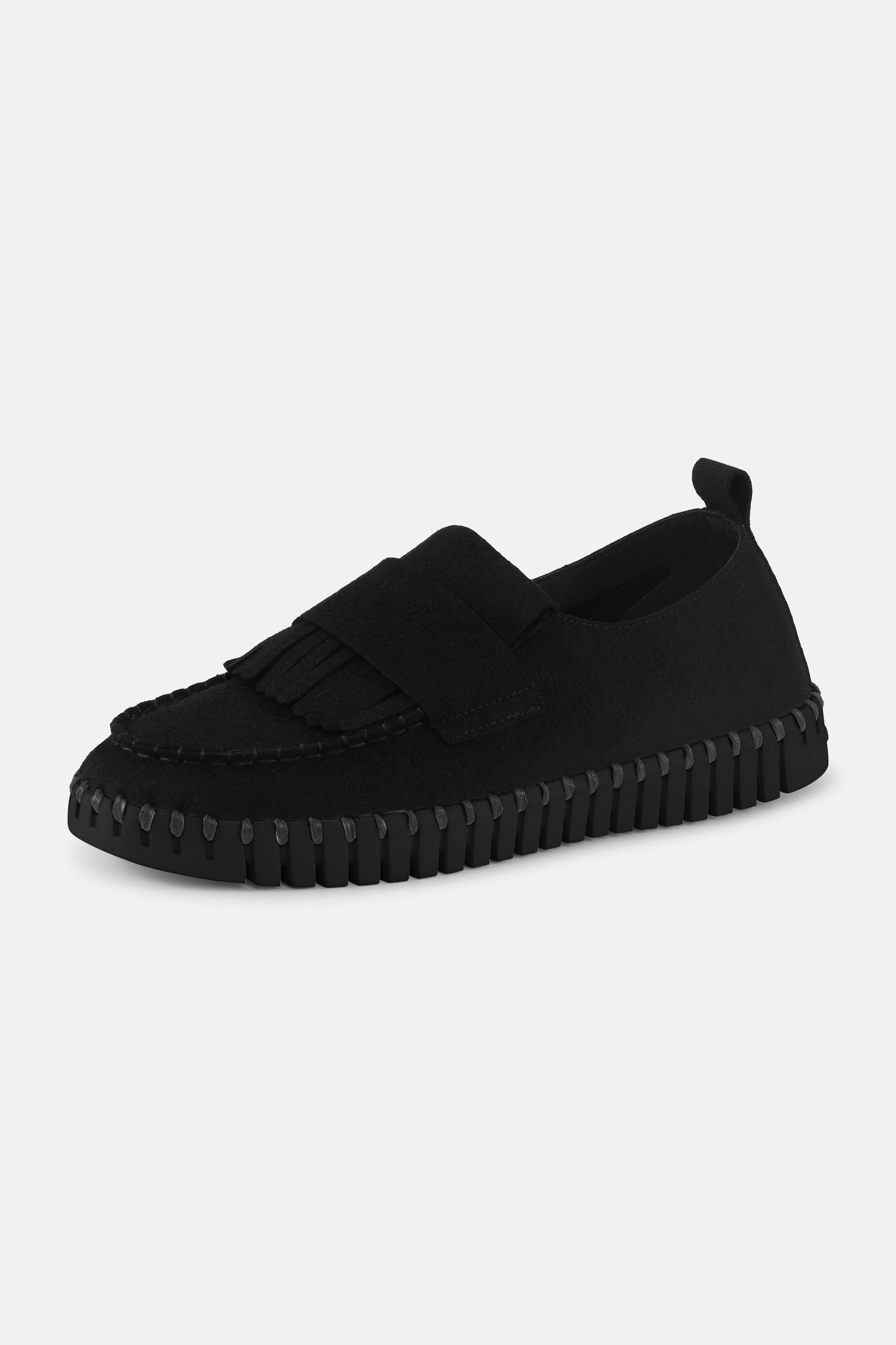 Tulip Fringe Loafer - Black Black